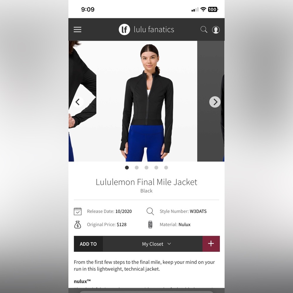 Lululemon black final mile jacket
